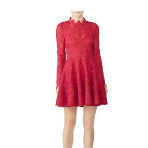 Saylor Raspberry Rita Mini Dress Open Back Mock Neck Lacy Lined Size Small